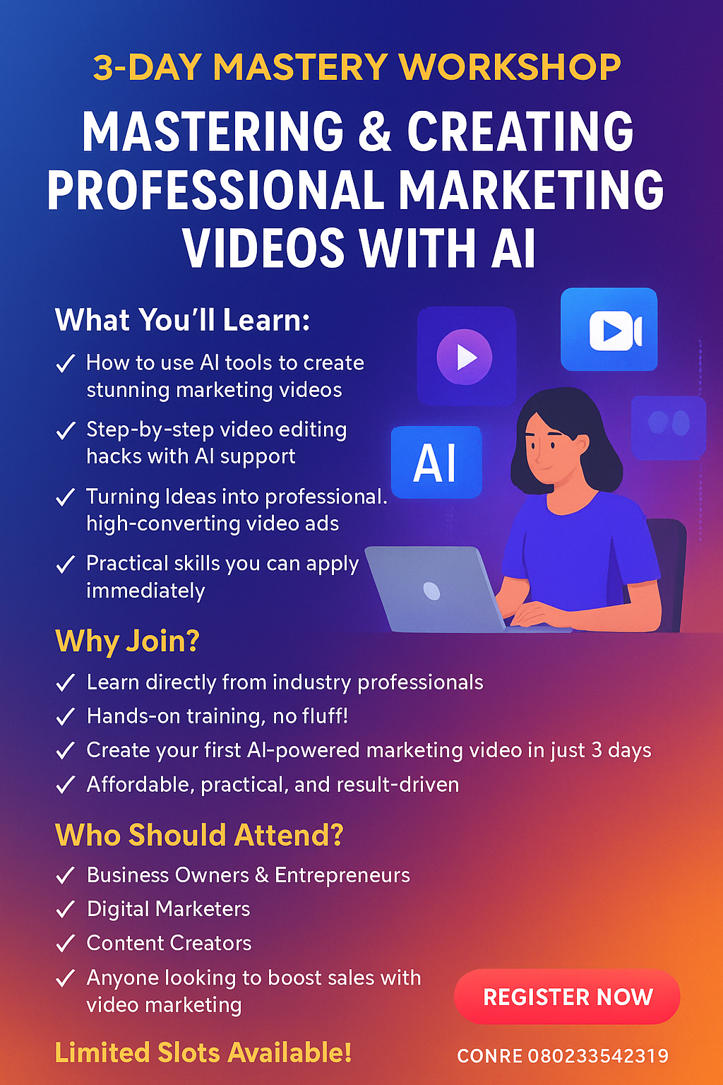 AI Video Marketing Workshop Flyer